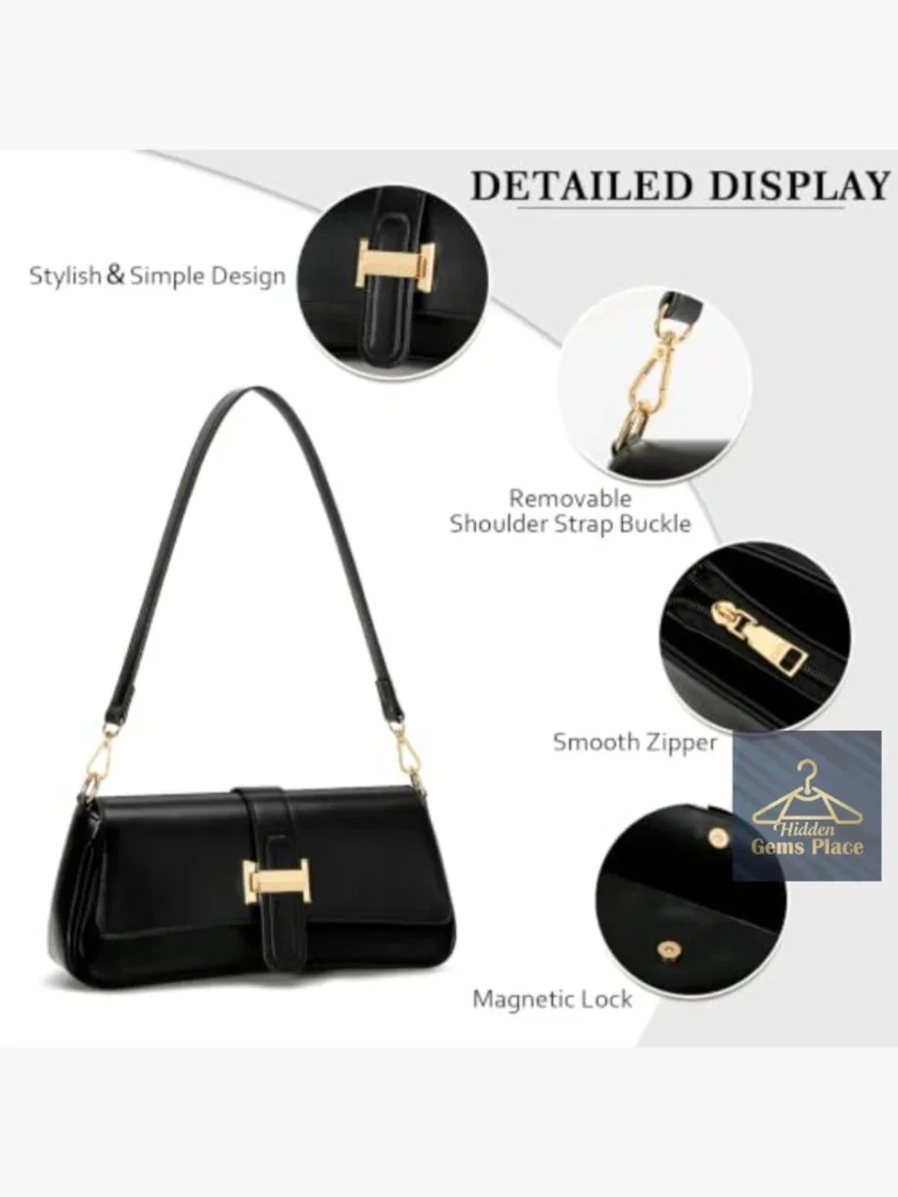 Small Hobo Shoulder Bag Faux Leather Retro Clutch Crossbody